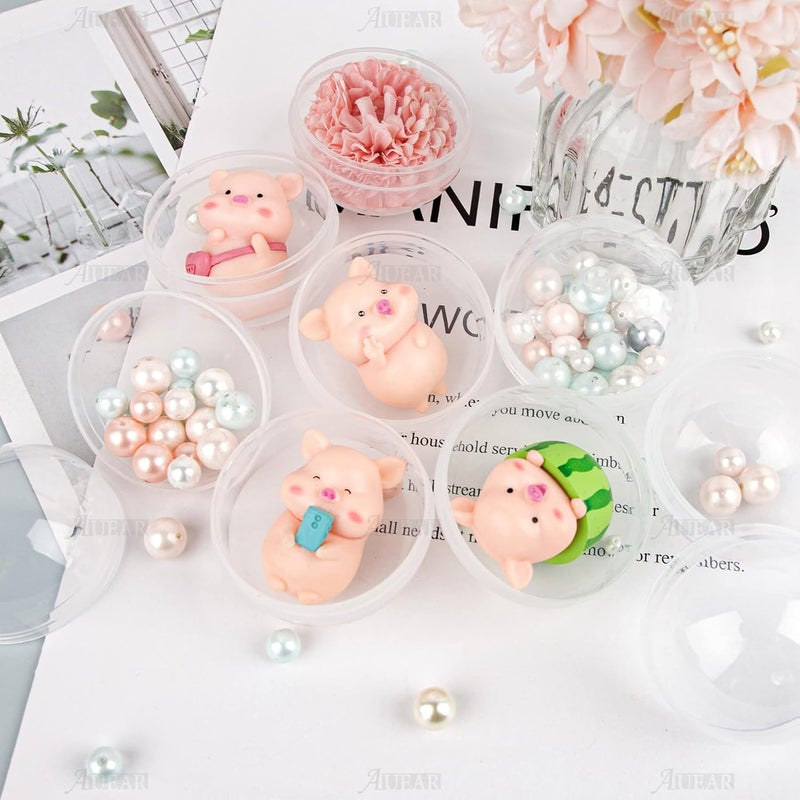AUEAR , 50 Pack Translucent Small Round Capsules 2 Inch Vending Machine Empty Plastic Gumball Containers for Party Favor Prize - Image 3